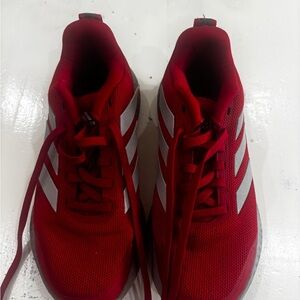 adidas Red Mesh Running Shoes with White Stripes